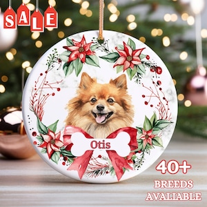 Pomeranian Custom Name Christmas Ornament - Personalized Dog Name Christmas Gift - Custom Pet Name Ornament