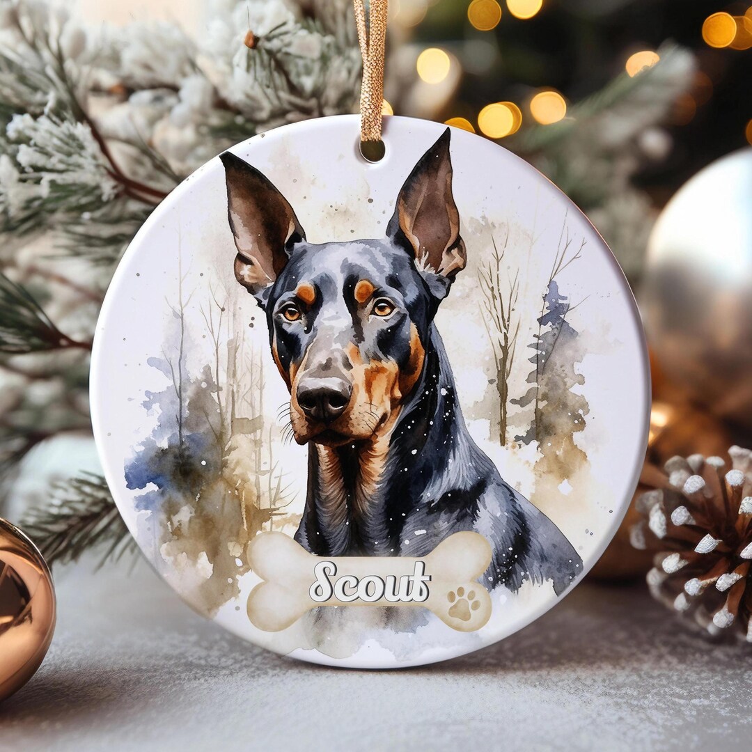 Doberman Pinscher Dog Hand Knit Christmas Ornament Arcadia Home main image 1
