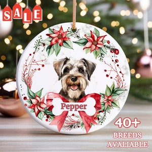 Mini Schnauzer Nome Personalizzato Ornamento di Natale - Nome Personalizzato per Cane Regalo di Natale - Ornamento Personalizzato per Animale Domestico con Nome