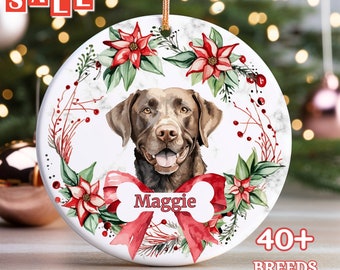 Personalized Chocolate Labrador Christmas Ornament - Custom Dog Name Gift for Pet Lovers