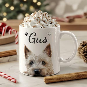 West Highland Terrier Custom Dog Name Mug, Westie Personalized Coffee Cup, Westie Dog Lover Gift, Cute Westie Dog Breed Art Mug