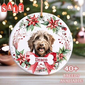Labradoodle Custom Name Christmas Ornament - Personalized Dog Name Christmas Gift - Custom Pet Name Ornament