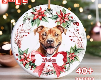 American Staffordshire Terrier Custom Name Christmas Ornament - Personalized Dog Name Christmas Gift - Custom Pet Name Ornament