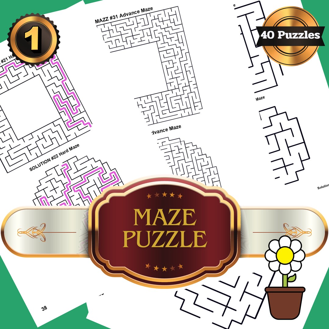 SET1: 40 Maze Puzzle, Maze Puzzle Printable, Printable Maze Puzzle ...