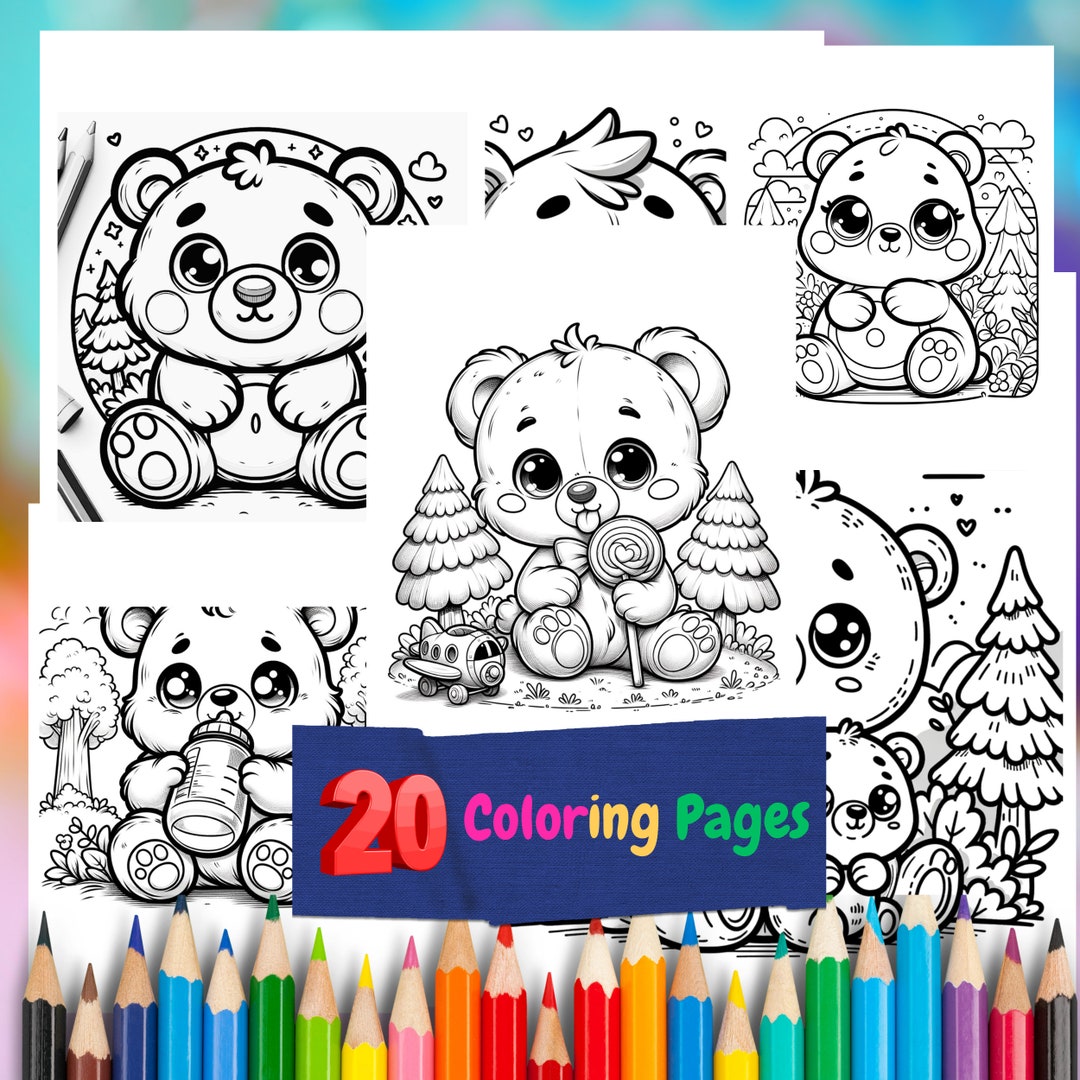 20 Bear Coloring Book Pages Teddy Bears, Baby Bears, Happy Bears ...