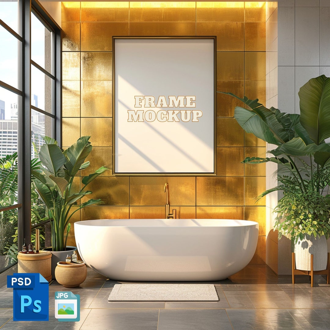 Luxury Bathroom Frame Mock Ups , PSD Smart Object ,jpg File, High ...