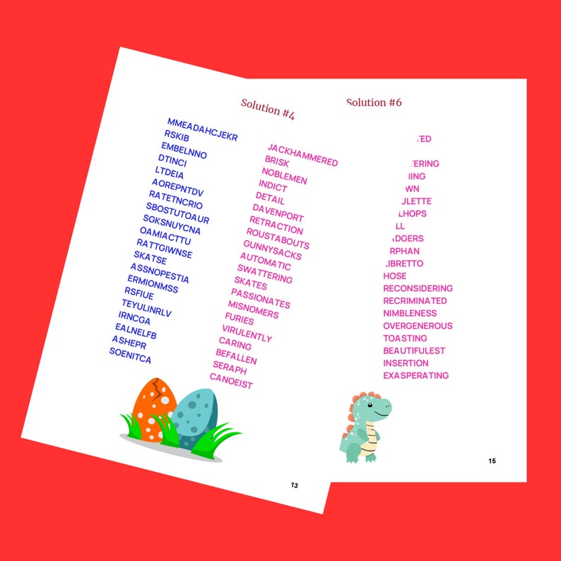 Dinosaur 7 Word Scramble Game Printable, Printable Games, Games for ...