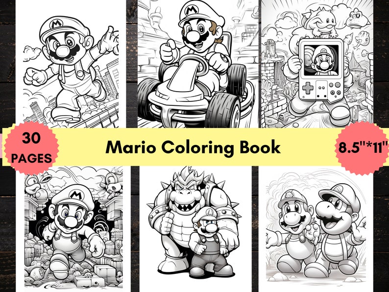 30 Cartoon Printable Coloring Book, Coloring Pages for Mario Fans ...