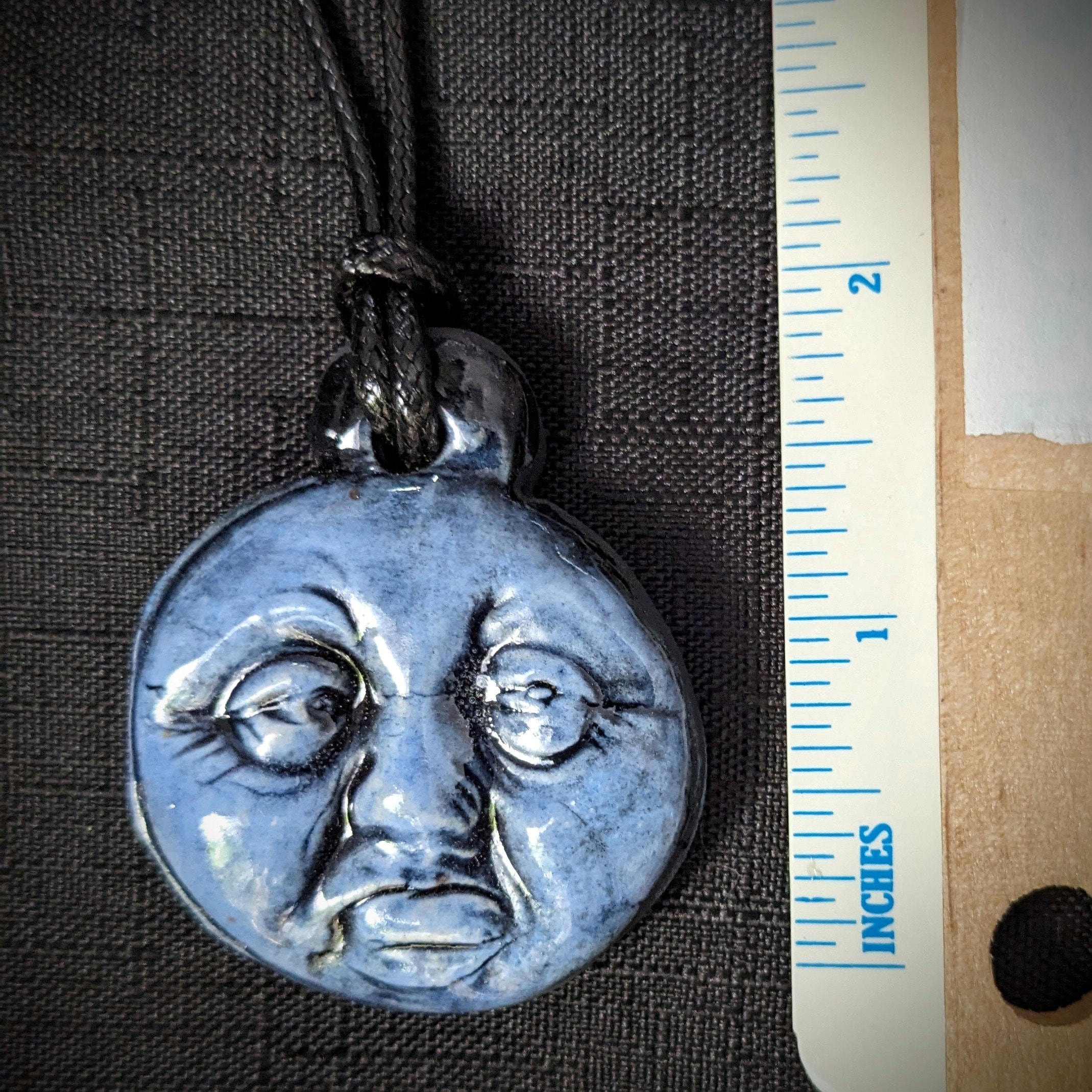 Handmade Crescent and Full Moon Face Ceramic Pendant Necklace - Etsy
