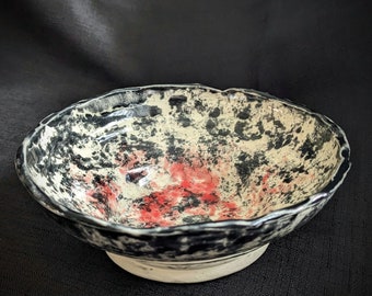 Medium Splatter Ceramic Bowl- Unique, Handmade, Weird, Abstract