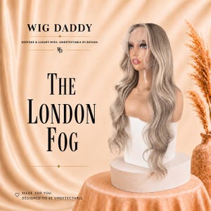 Rooted Ash Blonde Human Hair Lace Front Wig, Glueless Wig, Ash Blonde, Balayage, Beige Blonde, Wavy Wig, Luxury Custom Wig - The London Fog