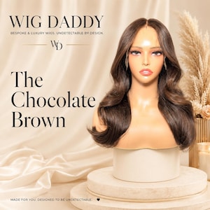 Chocolate Brown Human Hair Lace Front Wig, Glueless Dark Brown Wig, Long Layers,  Brown Balayage, Chocolate Brown Wig - The Chocolate Brown
