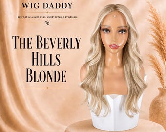 Ash Blonde Balayage Human Hair Wig: Glueless HD Lace Front Cap - The Beverly Hills