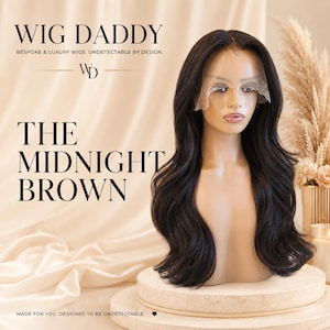 Soft Black Human Hair Lace Front Wig, Glueless Wig, Natural Black Layered Wig, Natural Brown Wig, Custom Wig - The Midnight Brown