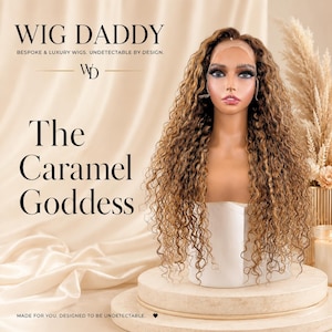 Rooted Curly Bronde Human Hair Lace Front Wig, Glueless Wig, Honey Blonde Highlights, Caramel Balayage, Caramel Blonde- The Caramel Goddess