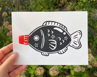 Soy Sauce Fish | Linocut Block Print