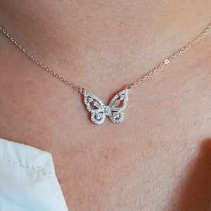 Sterling Silver Butterfly Pendant Necklace - Minimalist Women Jewelry - Gift For Her -