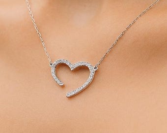 スターリングシルバーラウンドペンダントネックレス、ハローハートラブ 