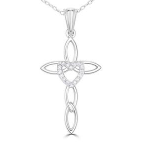 Heart and Cross Silver Pendant Necklace, Cross Necklace, Religious Jewelry, Minimalist Pendant, Dainty Chain, Handcrafted Design