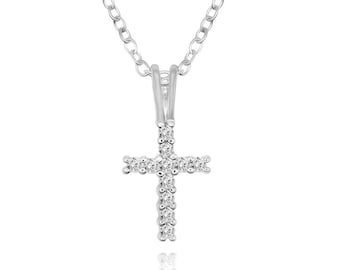 Collar con colgante de cruz de plata de ley 925 - Collar de cruz de plata - Delicado collar de cruz para mujer - Collar religioso de cruz