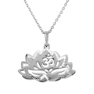 Lotus Flower Pendant Necklace 925 Sterling Silver