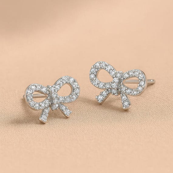 Orecchini A Fiocco Per Donna – Modello Oro E Argento, Nastro Carino, 2,3x2 Cm, Leggeri, Ipoallergenici – Regalo In Coppia - 2