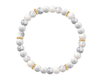 14K Yellow Solid Gold White Turquoise bracelet