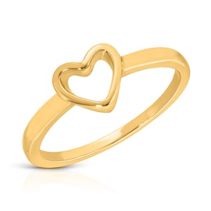 14K Solid Gold Open Heart Ring - Handmade Love Ring