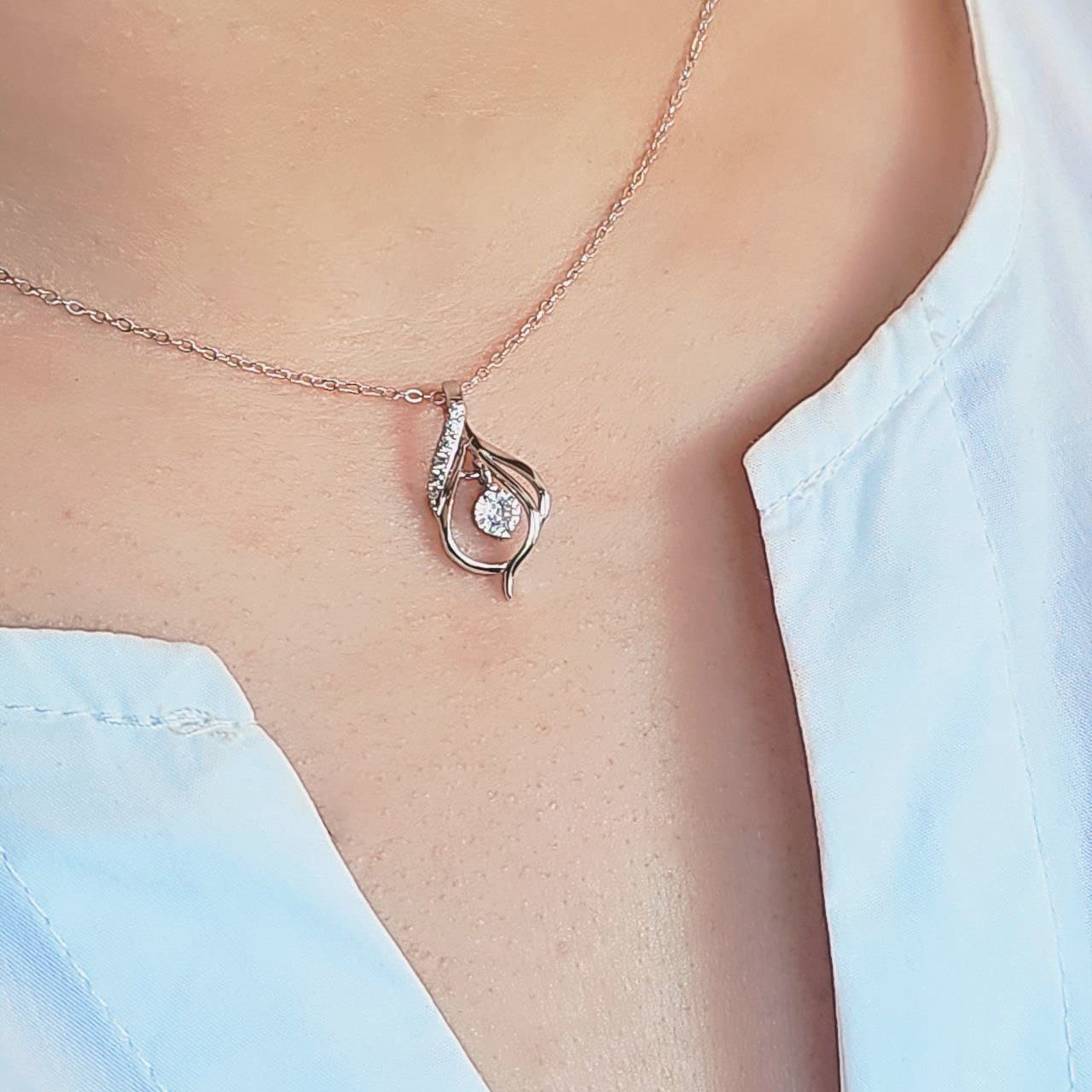 【STONEHENgE】Silver Material Water Drop Necklace SC25A36E Water Drop Shape Necklace 925 Sterling Silver Gift for Her