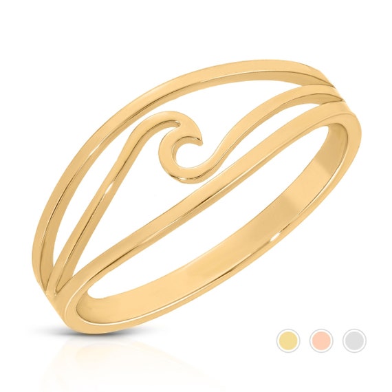 Gold Ring Wave Shaped Ring Pandora Wave Ring With Luminous Heart