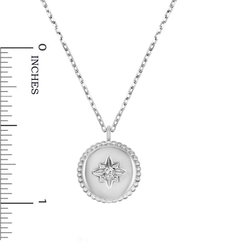 Silver Rounded Star White Cubic Zirconia Sterling Silver Round Star Pendant Necklace ...