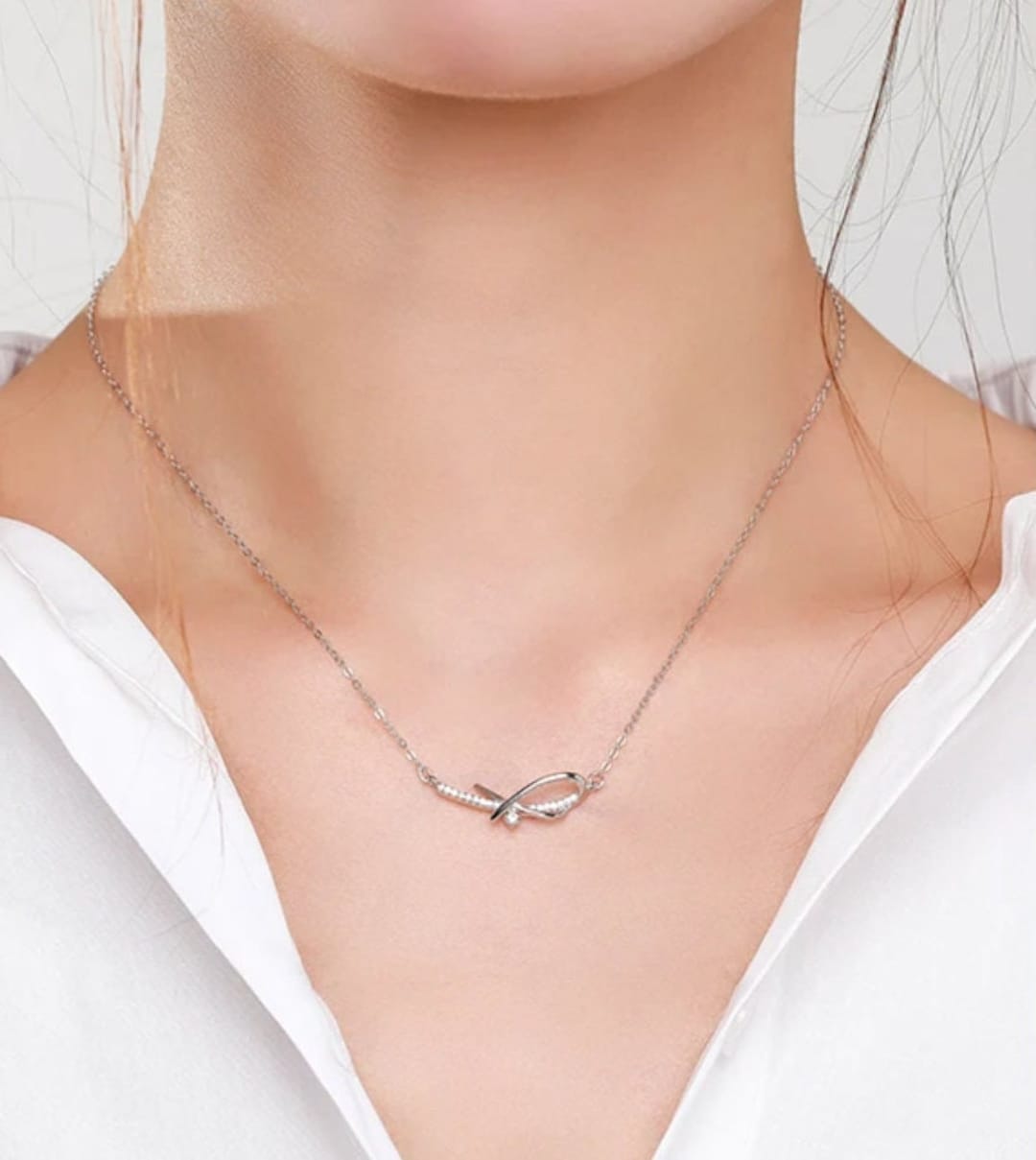 Silver Necklace 16 Inches Minimalist Necklace Fashion Elegant Jewelry