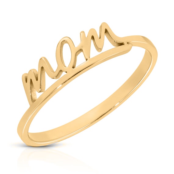Mom Gold Ring 10K, 14K, 18K Solid Gold Mom Ring Gift for Mom