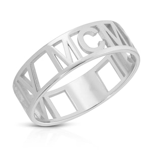 Custom Roman Numeral Personalized Silver Ring - Anniversary Band - Roman Numeral Band - Wedding Ring - Special Date Ring