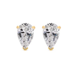 1.5ct 14K Solid Gold Pear Stud Earrings - Tear Drop Studs - Stud Earrings Dainty Earrings Gold Stud Earrings - Gold Pear Solitaire Earrings