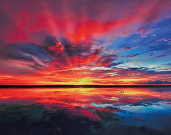 Everglades Coral Springs FL Sunset  Print Fabric Tapestry backlit with smart LED. Wall Art is great gift for decoration in any room