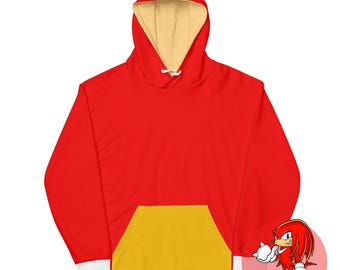 Sudadera unisex con capucha y paleta de colores inspirada en Sonic the Hedgehog de Knuckles the Echidna