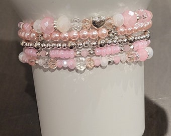 Pastel Pink Stanley Cup Accessories / Blush Bracelets for Tumbler
