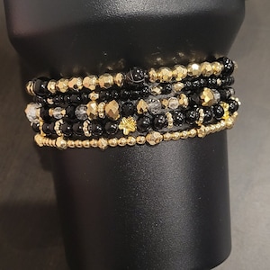 Deco Stanley Cup Accessories / Black and Gold Bracelets for Tumbler