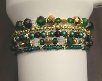 Emerald Green Stanley Cup Accessories / Elphaba / Green and Gold Bracelets for Tumbler