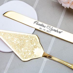 Personalized Wedding Cake Knife and Server Set: Engraved Keepsake Gift