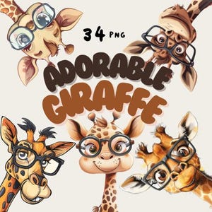 Adorable Giraffe PNG Bundle – 34 Cute Baby Giraffe Clipart with Transparent Background | High-Res Digital Download for DIY & Crafts