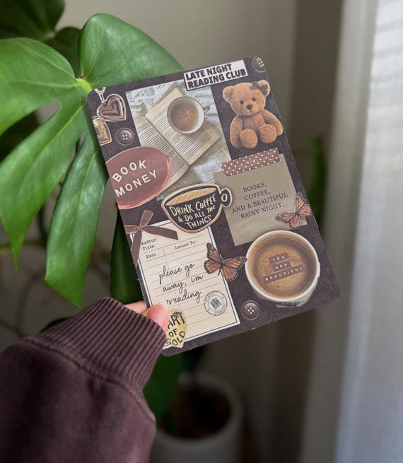 Cozy Bookish Kindle Insert | Late Night Reading Club | Kindle Paperwhite Accessories | Teddy Bear Collage | Neutral Bookish Gift