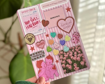 Valentines Day Kindle Insert | Cardstock Inserts | Girly Bookish Collage | Romance Insert | Pink Kindle Decor | Book Lover Gift