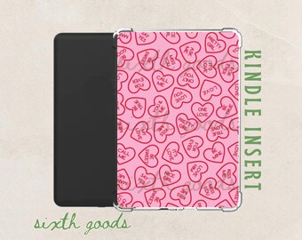 Candy Hearts Kindle Insert | Cardstock Inserts | Kindle Paperwhite Accessories | Pink Valentine's Day Insert | Book Lover Gift