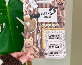 Teddy Bear Kindle Insert | Cozy Bookish Insert | Kindle Paperwhite Accessories | Book Club Kindle Insert | Neutral Bookish Gift