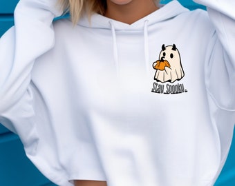 Cute Halloween Crop Top, Ghost Hoodie For Fall Cropped Hoodie, Tween Hoodie, Cozy Teen Crop Top, Women Pumpkin Sweatshirt, Pumpkin Lover