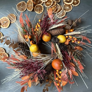 Erntedank-Kranz-Kerzen-Ring-Dekor-Frucht Kleine Dekoration mit Beeren-Herbst-Wand-Dekor kleiner Raum