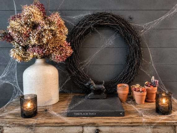 Black Grapevine Wreath Natural DIY Halloween Got Craft Wreath Making Supply Woodland Wreath Dark Witchy Decoration Rustic Gothic Door Decor