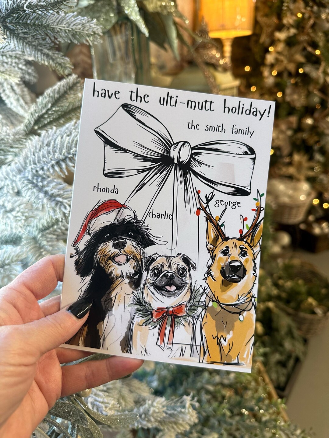 Dog Christmas Card Funny Personalized Pet Lover Holiday Greeting Card ...
